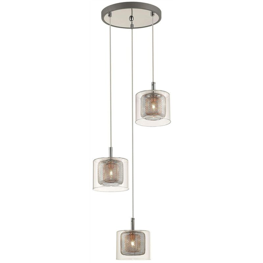Spring Lighting - 3 Light Cluster Pendant Mesh Chrome, Copper, Glass, G9