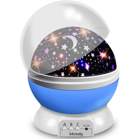 Devenirriche - Child Night Light, Romantic 360 ° Rotation Projector Lamp, Star Baby Night Light, Bedside Lights Mood Lights (4 LEDs 8 Lighting Modes