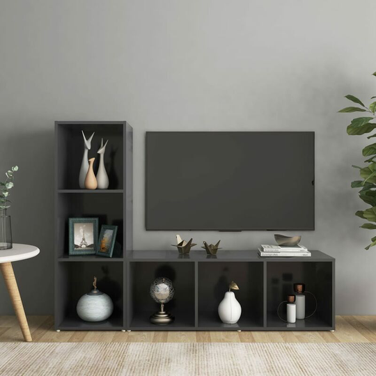 Tv Cabinets 2 pcs Grey 107x35x37 cm Chipboard FF3079936_UK - Topdeal