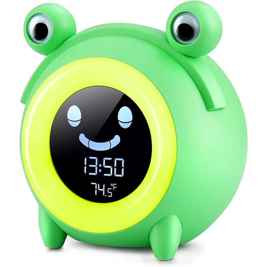 Aougo - Kids Alarm Clock with Nightlight 5 Colors Adjustable Brightness Light Speakers Timed Alarm Clocks Automatic Temperature Display for Party