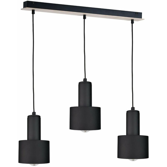 Keter Luce Bar Pendant Ceiling Light Black, Wood, 60cm, 3x E27