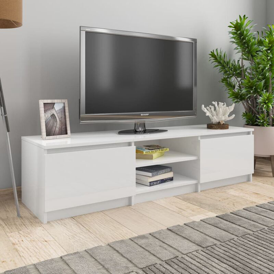 Tv Cabinet High Gloss White 140x40x35.5 cm Chipboard VDFF31688_UK - Topdeal