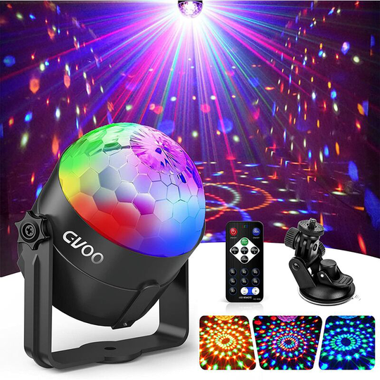 Stage lamp, 3 color light festival 5W LED bulbs 7 RGB with sound control mini projector crystal ball lighting with remote control for scene scene