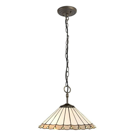 Luminosa Lighting - 3 Light Downlighter Ceiling Pendant E27 With 40cm Tiffany Shade, Grey, Crystal, Aged Antique Brass