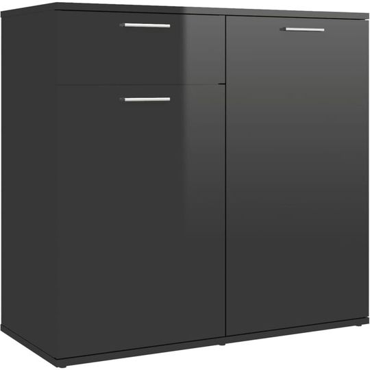 Sideboard High Gloss Black 80x36x75 cm Engineered Wood Vidaxl Black