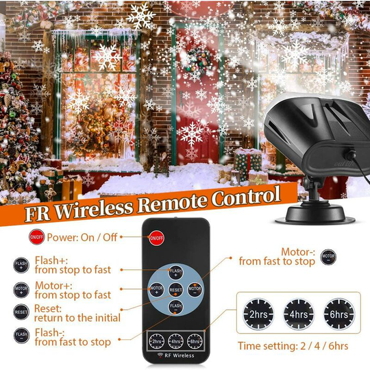 Led Christmas Projector, Upgraded Binocular Christmas Snowflake Projection Lamp Waterproof Snowflake Landscape Projector with Remote Control