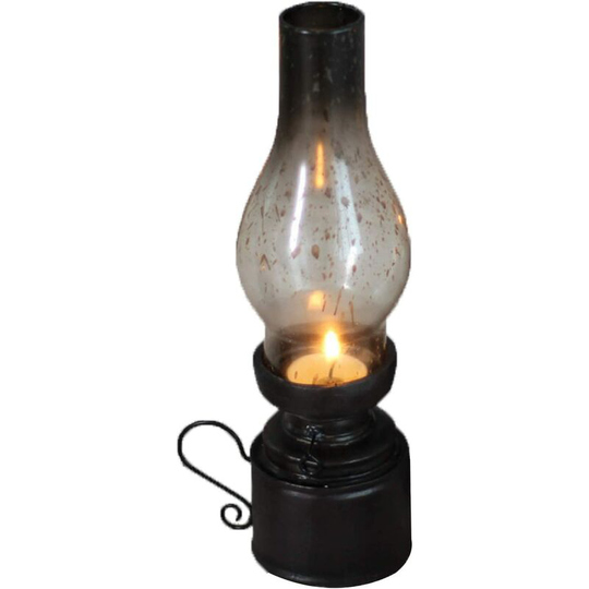 Aougo - Vintage Tabletop Decorative Candle Lantern with Handle, Antique Black Kerosene Lamp, Small Tea Light Holder, Home Decor, Desk Decor, 10' Tall