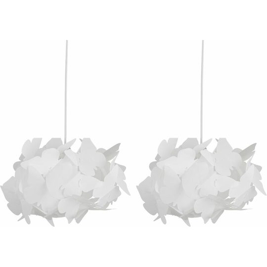 Set of 2 White Butterfly Easy Fit Light Shades - White pp