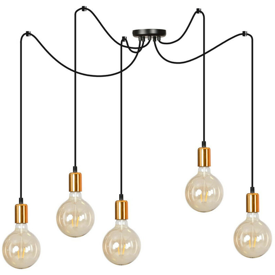 Emibig Lighting - Emibig Spark Black Cluster Pendant Ceiling Light 5x E27