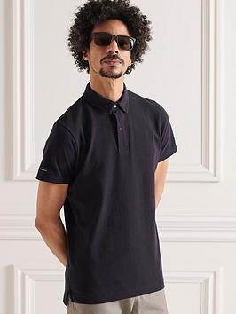 Superdry Studios Jersey Polo Shirt - Black, Black, Size S, Men