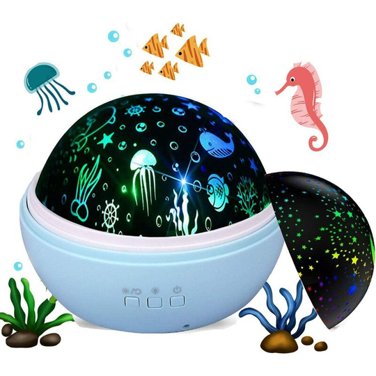 Thsinde - Kids Projector Night Light, Baby Lamp Star and Ocean Projector, 360°Rotation Projection Bedside Lamps (Blue)