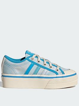 adidas Originals Junior Nizza Platform - Light Blue, Light Blue, Size 3