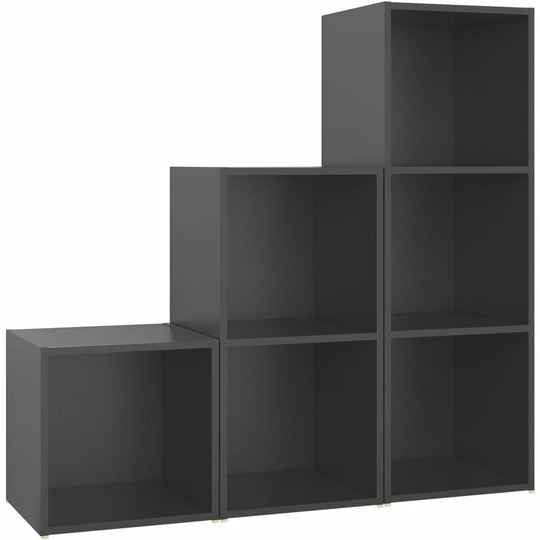 3 Piece tv Cabinet Set Grey Engineered Wood Vidaxl Grey