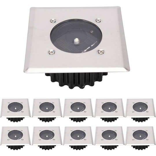 LED Solar Ground Lamp 10 Pack, Outdoor Light, Street Light Lights, Buried Light, Waterproof IP65 (Cool White)