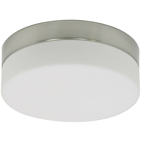 Sienna Ikaro Flush Ceiling Light Steel Brushed, Glass Matt IP44