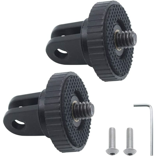 2pccs Fixing adapter for tripods for action cam adapter 1/4 for camera 1/4 thread tripod adapter for gopro/hero series sport camera - black