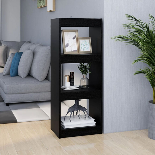 Asupermall - Book Cabinet/Room Divider Black 40x30x103.5 cm Solid Pinewood