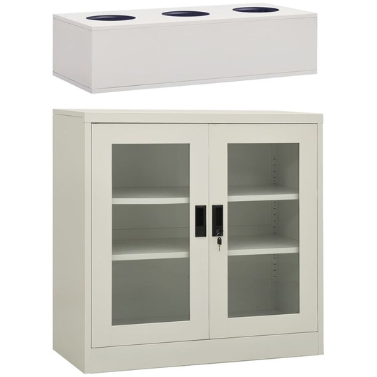Office Cabinet with Planter Box Light Grey 90x40x113 cm Steel Vidaxl Grey