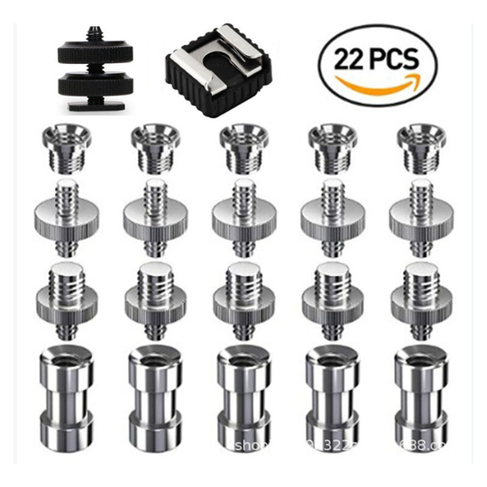 Sun Flowergb - Adapter Screws, 22 Pcs 1/4' 3/8' Tripod Screws Thread Adapter Hot Shoe 1/4' Nuts for Flashes Converter for Tripod Camera Monopod Ball