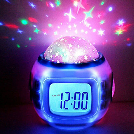 Thsinde - led Star Projector Starry Night Light Projector with led Alarm Clock Battery Powered Projector Lamp with Music for Bedroom, Home Theater,