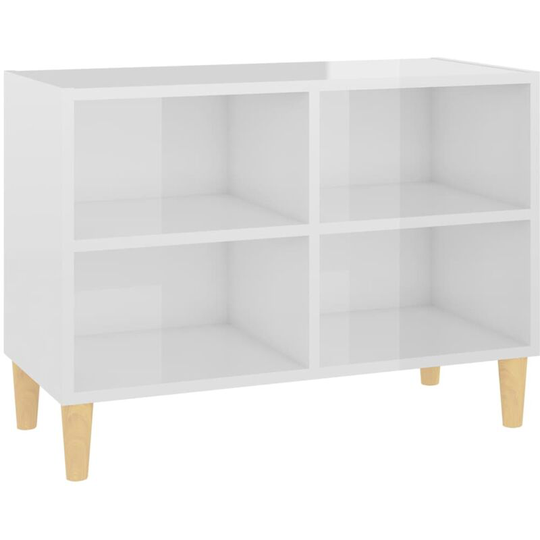 Tv Cabinet with Solid Wood Legs High Gloss White 69.5x30x50 cm Vidaxl White