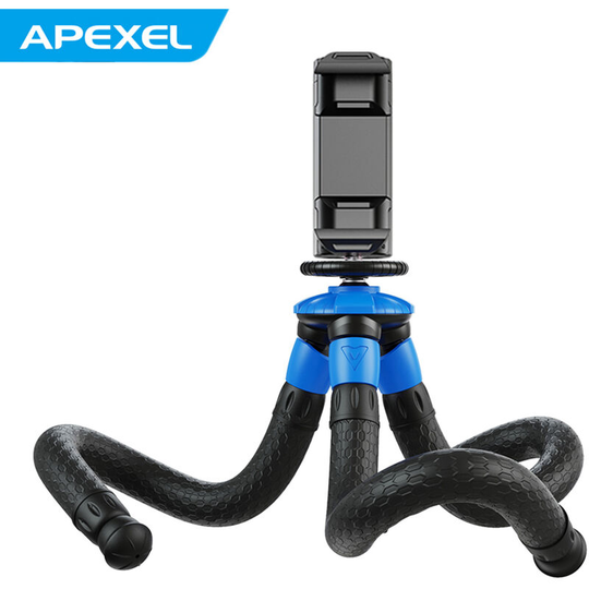 Apexel - APL-JJ07 Detachable Flexible Octopus Tripod Portable Mini Travel Mobile Phone Tripod with Foldable Phone Clip Compatible with GoPro dslr