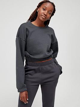 Adidas Studio Lounge Sweat Top - Dark Grey