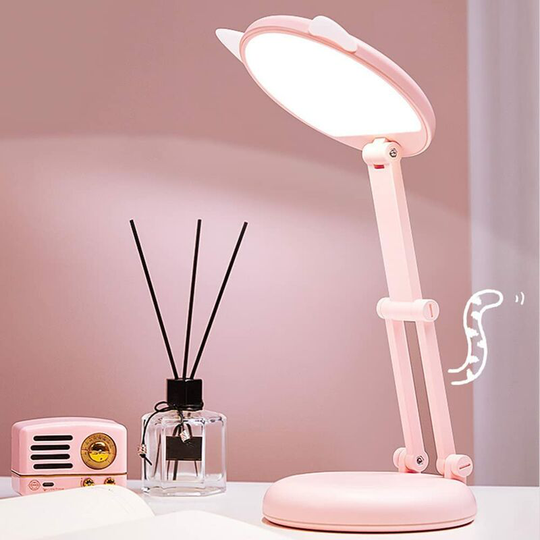 Aougo - led Lamp, Kids Desk Lamp, Cat Ear Pink Girl Bedside Lamp, Table Lamps Adjustable Brightness Kids Desk Lamp, Dimmable Light for Reading