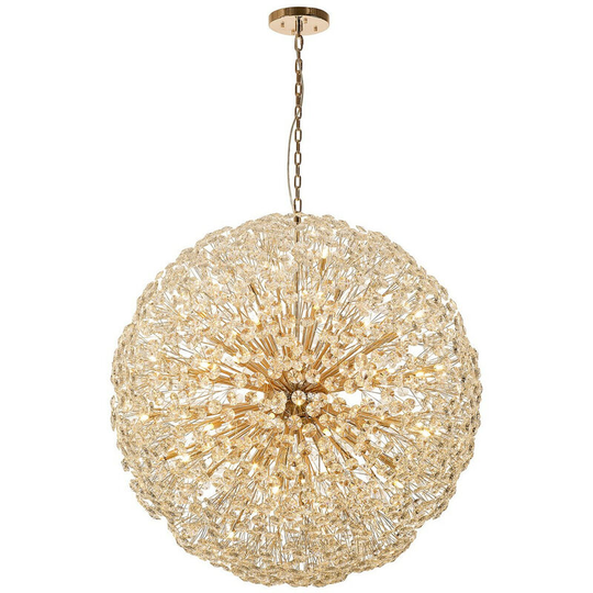 Luminosa Salisbury Ceiling Pendant 1.2m Sphere 64 Light G9 French Gold, Crystal