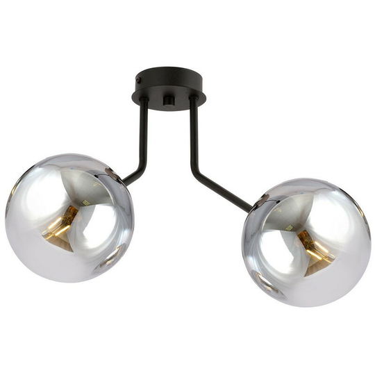 Emibig Nova Black Globe Ceiling Light with Graphite Glass Shades, 2x E14