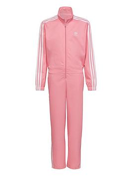 Boys, adidas Originals Junior Adicolor Trefoil 3 Stripe Jumpsuit - Light Pink, Light Pink, Size 7-8 Years