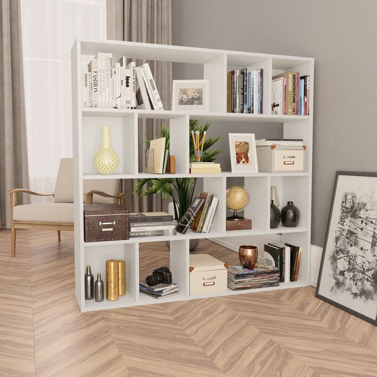 Devenirriche - Room Divider/Book Cabinet White 110x24x110 cm Chipboard - White
