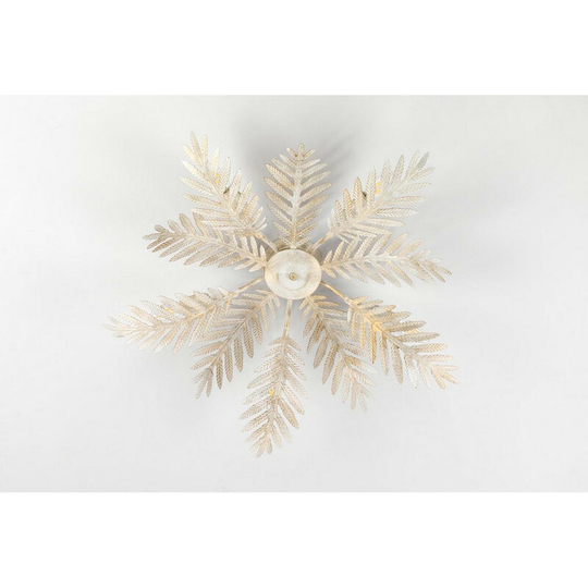 Onli Felce 5 Light Feather Multi Arm Semi Flush Ceiling Lamp, Ivory