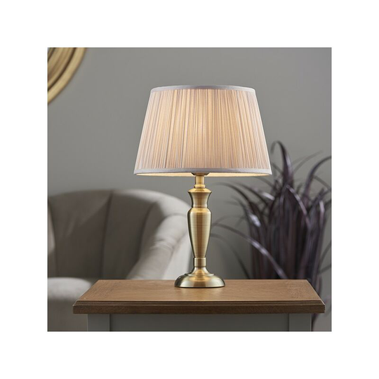 Endon Directory Lighting - Endon Lighting Oslo & Freya - Table Lamp Antique Brass Plate & Dusky Pink Silk 1 Light IP20 - E27