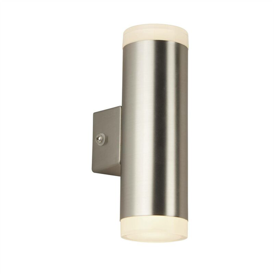 Searchlight Lighting - Searchlight Outdoor - Integrated led 2 Light Outdoor Up & Down Wall Light Satin Silver IP44