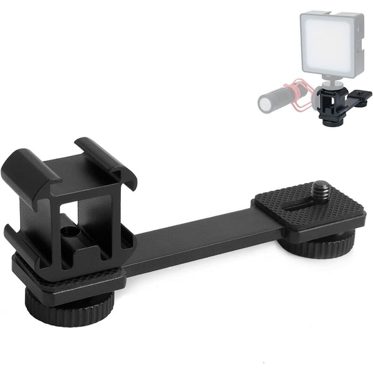 Bearsu - Triple Hot Shoe Mount, Camera Hot Shoe Adapter, 3-in-1 Hot Shoe Mount, Triple Hot Shoe Mount for Microphone, Cameras, Camcorders(Black)