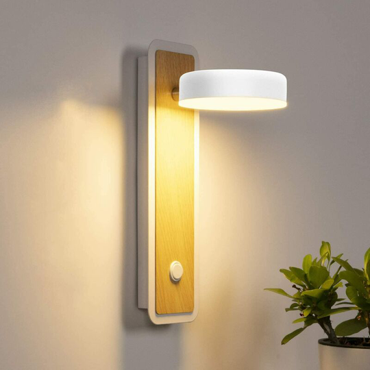 Aougo - Indoor led Wall Light 360° Rotatable 12W Dimmable Modern led Wall Sconce Wall Light Tricolor Lighting for Bedroom Study Bed Hallway Living