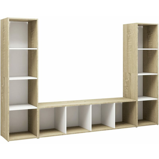 Vidaxl - tv Cabinets 3 pcs White & Sonoma Oak 142.5x35x36.5 cm Engineered Wood White