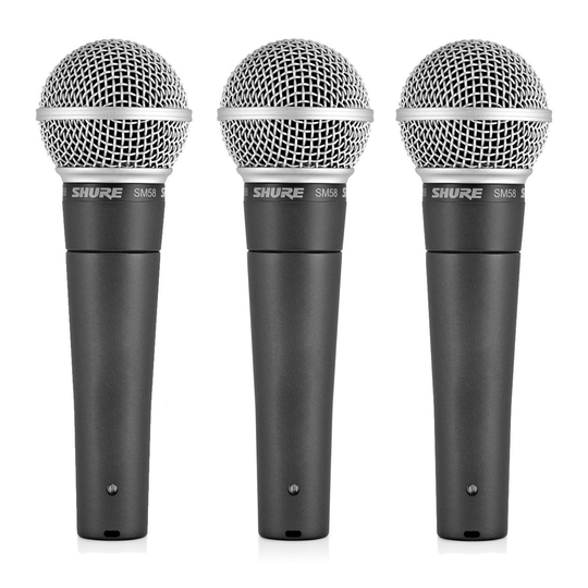 Shure SM58 Dynamic Cardioid Vocal Microphone 3 Pack