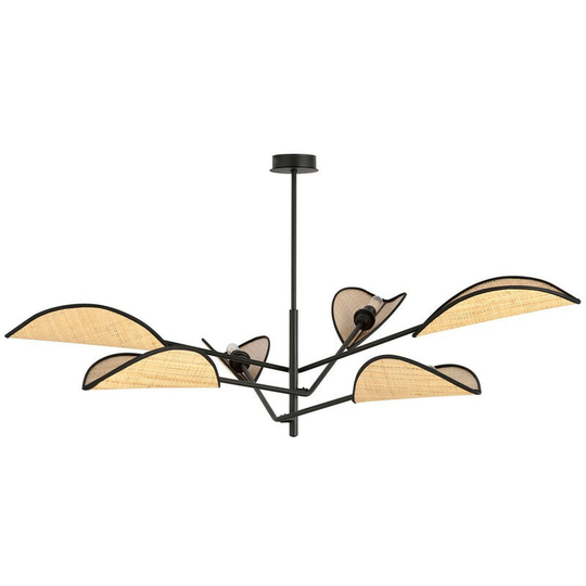 Emibig Lighting - Emibig Vene Black Multi Arm Semi Flush Ceiling light with Brown Fabric Shades, 6x E14