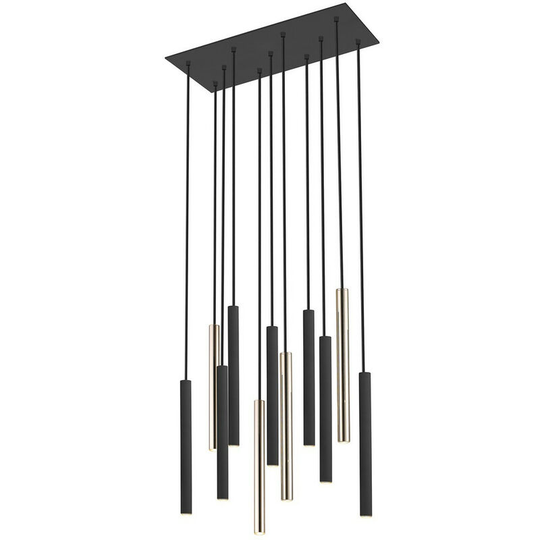 Zumaline Lighting - Zumaline Loya Integrated led 11 Light Cluster Pendant Ceiling Light, Matt Black, French Gold