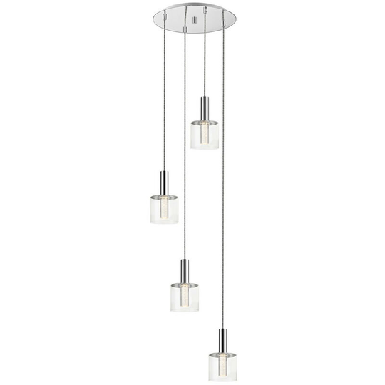 Spring Contemporary led Cluster Pendant Ceiling 4 Light Chrome, Glass 3000K