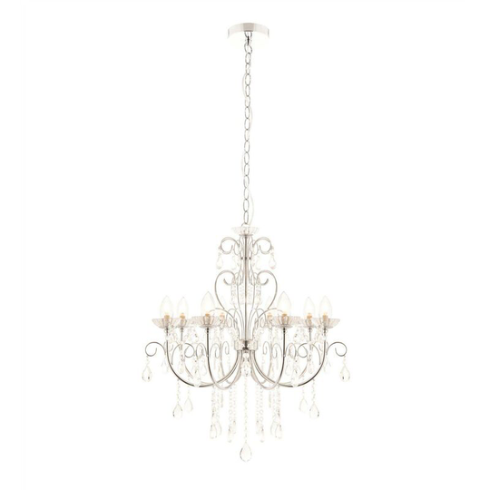 Endon Tabitha - 8 Light Bathroom Pendant Crystal Glass Detail, Chrome Plate IP44, G9