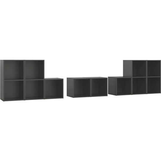 Vidaxl - 8 Piece tv Cabinet Set Grey Engineered Wood Grey