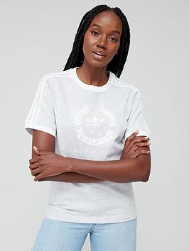 adidas Originals Resort Graphic Tee - Light Grey Heather, Light Grey Heather, Size 6, Women