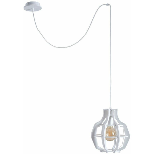 Keter Bento Wire Frame Pendant Ceiling Light White, 28cm, 1x E27, 200cm wire