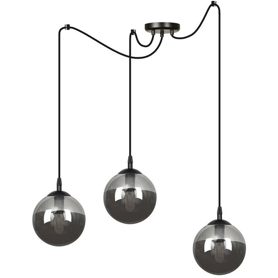 Emibig Lighting - Emibig Gigi Black Glass Globe Cluster Pendant Ceiling Light with Graphite Glass Shades, 3x E14