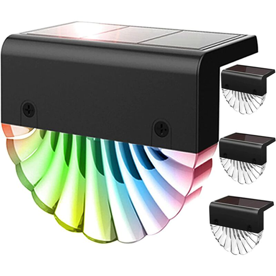 Solar Powered LED Outdoor Wall Light,4 Pack Pathway Lights,Solar Color Changing LED Garden Fence Light,Walk-In Wall Garden Pathway Lights