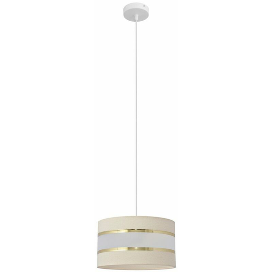 Helam Helen Cylindrical Pendant Ceiling Light Ecru, Gold, White 25cm