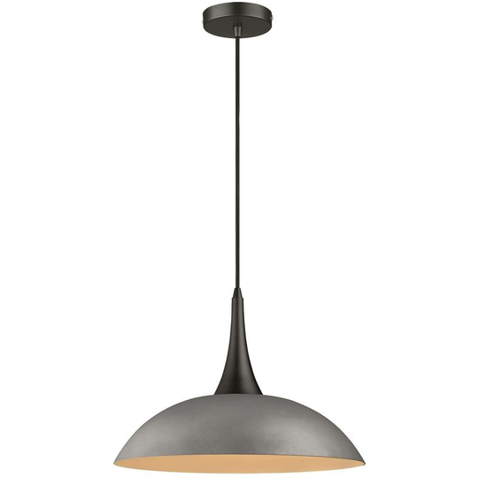 Spring Lighting - 1 Light Dome Ceiling Pendant Black, Cement, E27